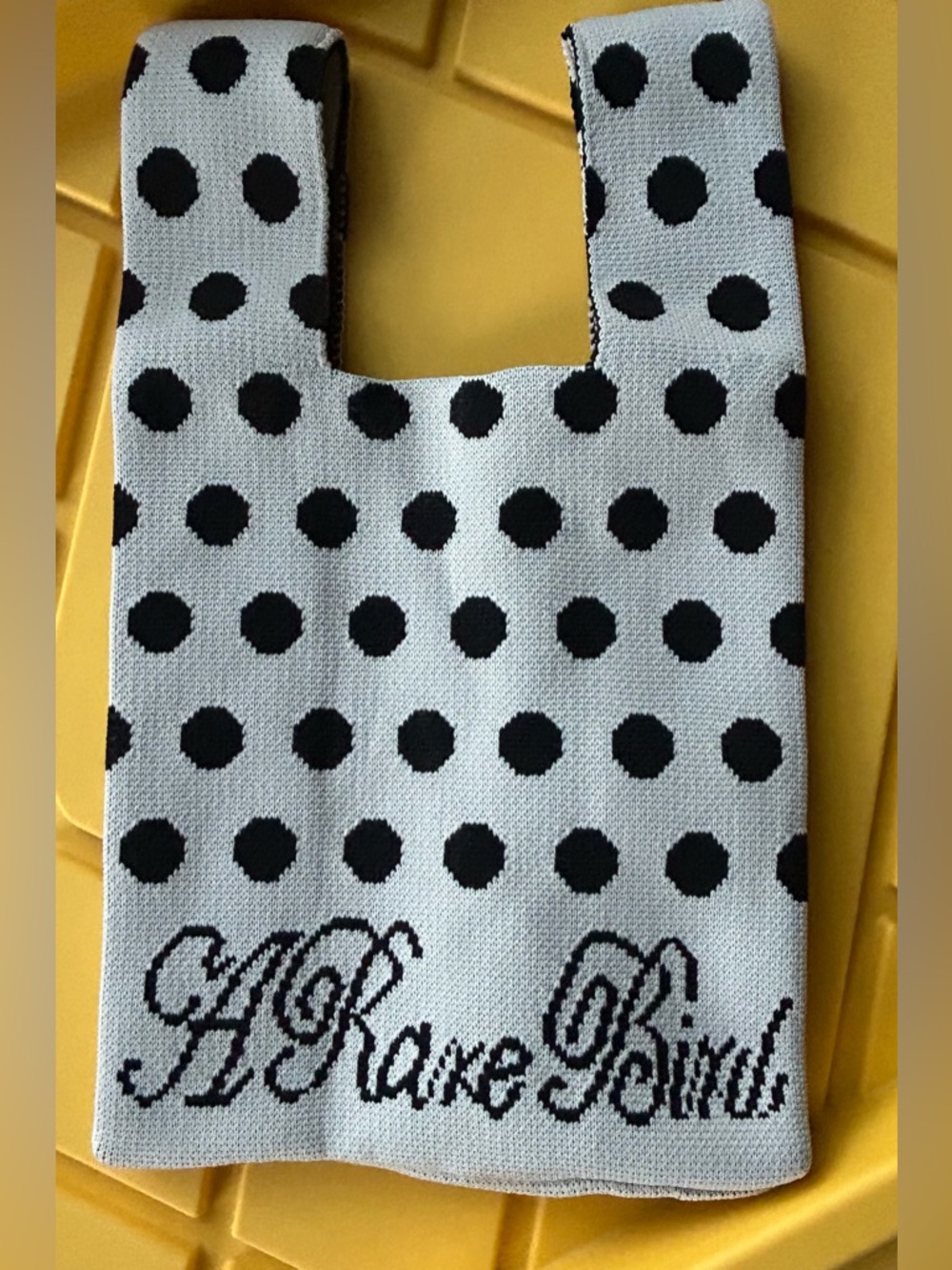 A Rare Bird Polka Dot Knit Bag - Black on White